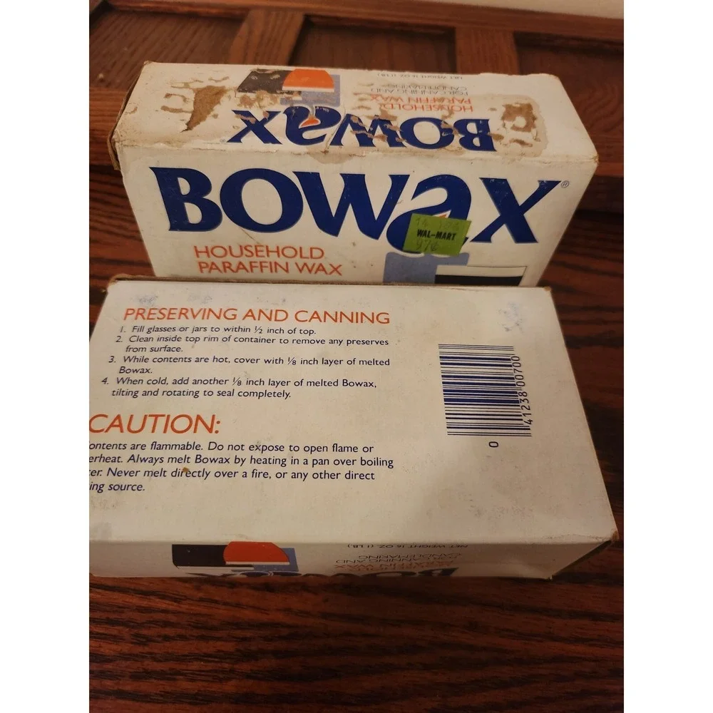 NOS (2) Vintage BOWAX 16 OZ.Household Paraffin‎ Wax Canning Candle Making-USA